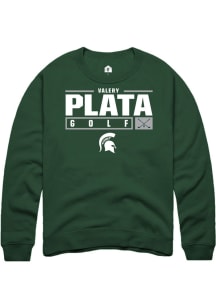 Valery Plata Rally Mens Green Michigan State Spartans NIL Stacked Box Crew Sweatshirt