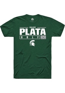 Valery Plata Green Michigan State Spartans NIL Stacked Box Short Sleeve T Shirt