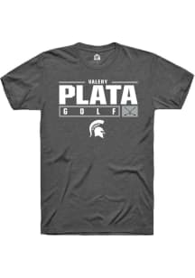 Valery Plata Dark Grey Michigan State Spartans NIL Stacked Box Short Sleeve T Shirt