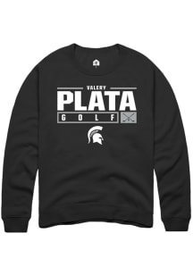 Valery Plata Rally Mens Black Michigan State Spartans NIL Stacked Box Crew Sweatshirt