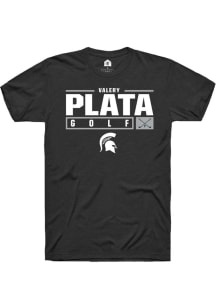 Valery Plata Black Michigan State Spartans NIL Stacked Box Short Sleeve T Shirt