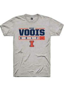 Ryan Voois Ash Illinois Fighting Illini NIL Stacked Box Short Sleeve T Shirt