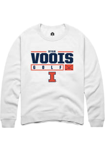 Ryan Voois Rally Mens White Illinois Fighting Illini NIL Stacked Box Crew Sweatshirt