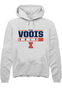 Ryan Voois Rally Mens White Illinois Fighting Illini NIL Stacked Box Hooded Sweatshirt