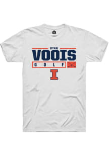 Ryan Voois White Illinois Fighting Illini NIL Stacked Box Short Sleeve T Shirt