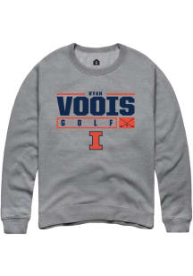 Ryan Voois Rally Mens Graphite Illinois Fighting Illini NIL Stacked Box Crew Sweatshirt