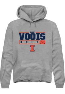 Ryan Voois Rally Mens Graphite Illinois Fighting Illini NIL Stacked Box Hooded Sweatshirt