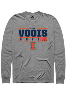 Ryan Voois Rally Mens Graphite Illinois Fighting Illini NIL Stacked Box Tee