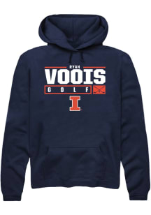 Ryan Voois Rally Mens Navy Blue Illinois Fighting Illini NIL Stacked Box Hooded Sweatshirt