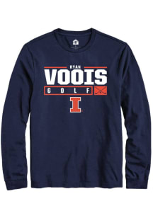 Ryan Voois Rally Mens Navy Blue Illinois Fighting Illini NIL Stacked Box Tee