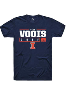 Ryan Voois Navy Blue Illinois Fighting Illini NIL Stacked Box Short Sleeve T Shirt