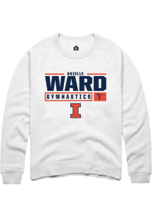 Arielle Ward Rally Mens White Illinois Fighting Illini NIL Stacked Box Crew Sweatshirt