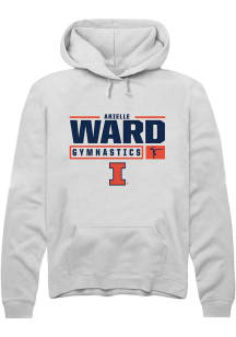 Arielle Ward Rally Mens White Illinois Fighting Illini NIL Stacked Box Hooded Sweatshirt