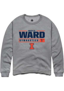 Arielle Ward Rally Mens Graphite Illinois Fighting Illini NIL Stacked Box Crew Sweatshirt