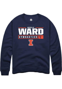 Arielle Ward Rally Mens Navy Blue Illinois Fighting Illini NIL Stacked Box Crew Sweatshirt