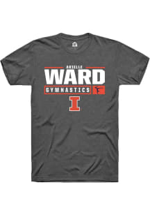 Arielle Ward Dark Grey Illinois Fighting Illini NIL Stacked Box Short Sleeve T Shirt