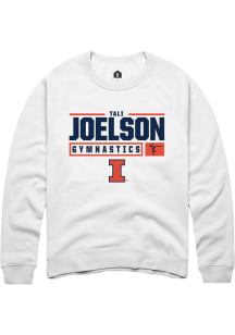 Tali Joelson Rally Mens White Illinois Fighting Illini NIL Stacked Box Crew Sweatshirt