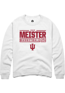 Lilly Meister  Rally Indiana Hoosiers Mens White NIL Stacked Box Long Sleeve Crew Sweatshirt