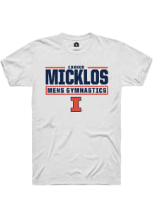 Connor Micklos White Illinois Fighting Illini NIL Stacked Box Short Sleeve T Shirt