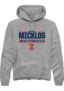 Connor Micklos Rally Mens Graphite Illinois Fighting Illini NIL Stacked Box Hooded Sweatshirt