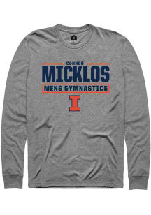 Connor Micklos Rally Mens Graphite Illinois Fighting Illini NIL Stacked Box Tee