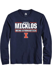 Connor Micklos Rally Mens Navy Blue Illinois Fighting Illini NIL Stacked Box Tee