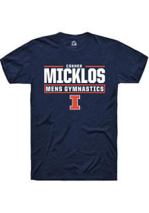 Connor Micklos Navy Blue Illinois Fighting Illini NIL Stacked Box Short Sleeve T Shirt