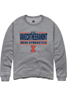 Ryan Vanichtheeranont Rally Mens Graphite Illinois Fighting Illini NIL Stacked Box Crew Sweatshi..