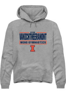 Ryan Vanichtheeranont Rally Mens Graphite Illinois Fighting Illini NIL Stacked Box Hooded Sweats..