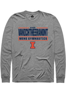 Ryan Vanichtheeranont Rally Mens Graphite Illinois Fighting Illini NIL Stacked Box Tee