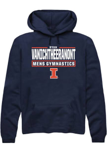 Ryan Vanichtheeranont Rally Mens Navy Blue Illinois Fighting Illini NIL Stacked Box Hooded Sweat..