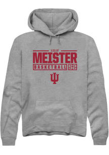 Lilly Meister  Rally Indiana Hoosiers Mens Grey NIL Stacked Box Long Sleeve Hoodie