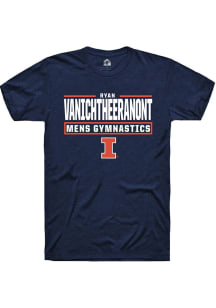 Ryan Vanichtheeranont Navy Blue Illinois Fighting Illini NIL Stacked Box Short Sleeve T Shirt