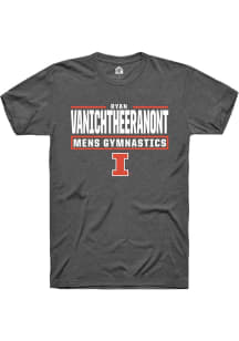 Ryan Vanichtheeranont Dark Grey Illinois Fighting Illini NIL Stacked Box Short Sleeve T Shirt