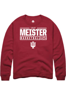 Lilly Meister  Rally Indiana Hoosiers Mens Red NIL Stacked Box Long Sleeve Crew Sweatshirt