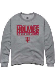 Mackenzie Holmes  Rally Indiana Hoosiers Mens Grey NIL Stacked Box Long Sleeve Crew Sweatshirt