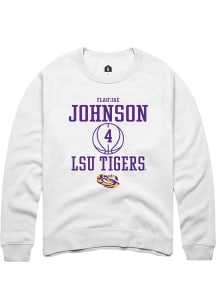 Flau'jae Johnson  Rally LSU Tigers Mens White NIL Sport Icon Long Sleeve Crew Sweatshirt