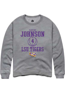 Flau'jae Johnson  Rally LSU Tigers Mens Grey NIL Sport Icon Long Sleeve Crew Sweatshirt