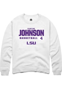 Flau'jae Johnson  Rally LSU Tigers Mens White NIL Stacked Box Long Sleeve Crew Sweatshirt