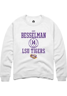 Izzy Besselman  Rally LSU Tigers Mens White NIL Sport Icon Long Sleeve Crew Sweatshirt
