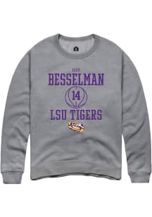 Izzy Besselman  Rally LSU Tigers Mens Grey NIL Sport Icon Long Sleeve Crew Sweatshirt