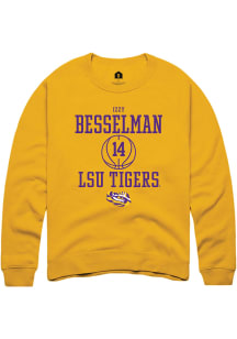 Izzy Besselman  Rally LSU Tigers Mens Gold NIL Sport Icon Long Sleeve Crew Sweatshirt