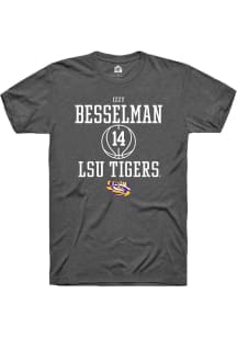 Izzy Besselman  LSU Tigers Dark Grey Rally NIL Sport Icon Short Sleeve T Shirt
