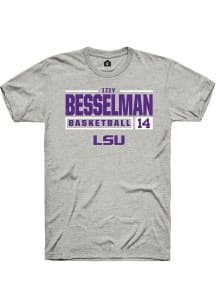 Izzy Besselman  LSU Tigers Ash Rally NIL Stacked Box Short Sleeve T Shirt