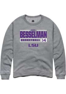 Izzy Besselman  Rally LSU Tigers Mens Grey NIL Stacked Box Long Sleeve Crew Sweatshirt