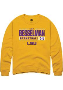 Izzy Besselman  Rally LSU Tigers Mens Gold NIL Stacked Box Long Sleeve Crew Sweatshirt