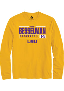 Izzy Besselman  LSU Tigers Gold Rally NIL Stacked Box Long Sleeve T Shirt