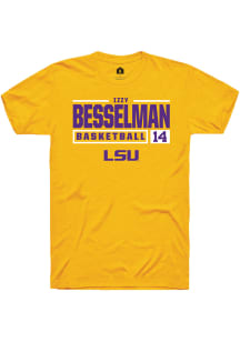 Izzy Besselman  LSU Tigers Gold Rally NIL Stacked Box Short Sleeve T Shirt