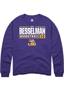 Izzy Besselman  Rally LSU Tigers Mens Purple NIL Stacked Box Long Sleeve Crew Sweatshirt