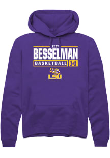 Izzy Besselman  Rally LSU Tigers Mens Purple NIL Stacked Box Long Sleeve Hoodie